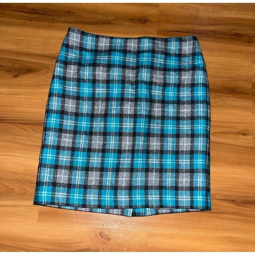 Womens Talbots Wool Blend Plaid Academia Casual Pencil Skirt - Picture 2 of 6